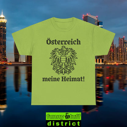 T-Shirt Baumwolle Motiv Österreich meine Heimat in kiwigrün