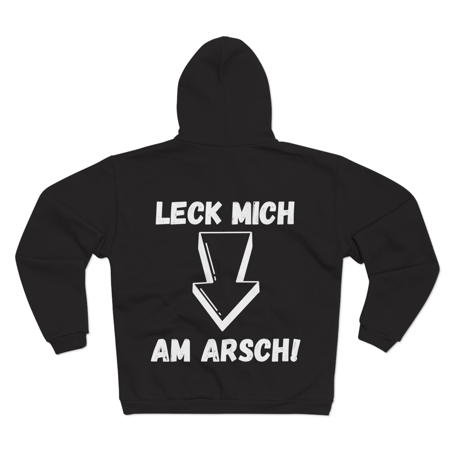 Hoodie von hinten Motiv Leck mich am A in schwarz