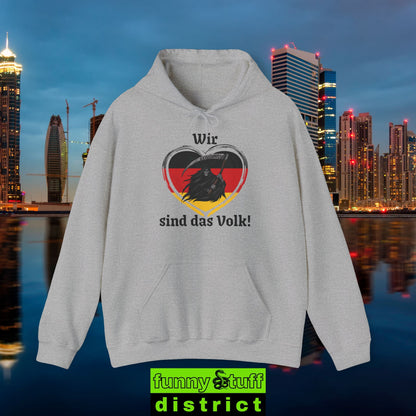 Hoodie von vorne Motiv Wir sind das Volk in sportgrau