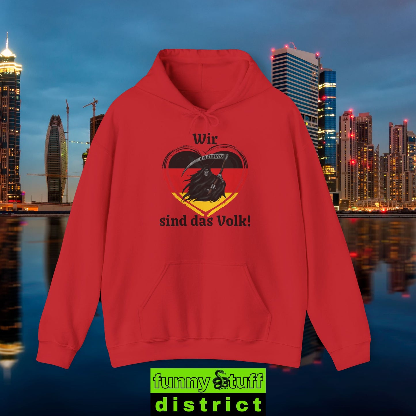 Hoodie von vorne Motiv Wir sind das Volk in rot