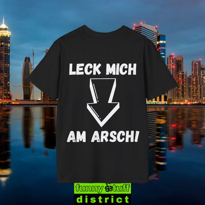 Softstyle T-Shirt Leck mich am A in schwarz von vorne