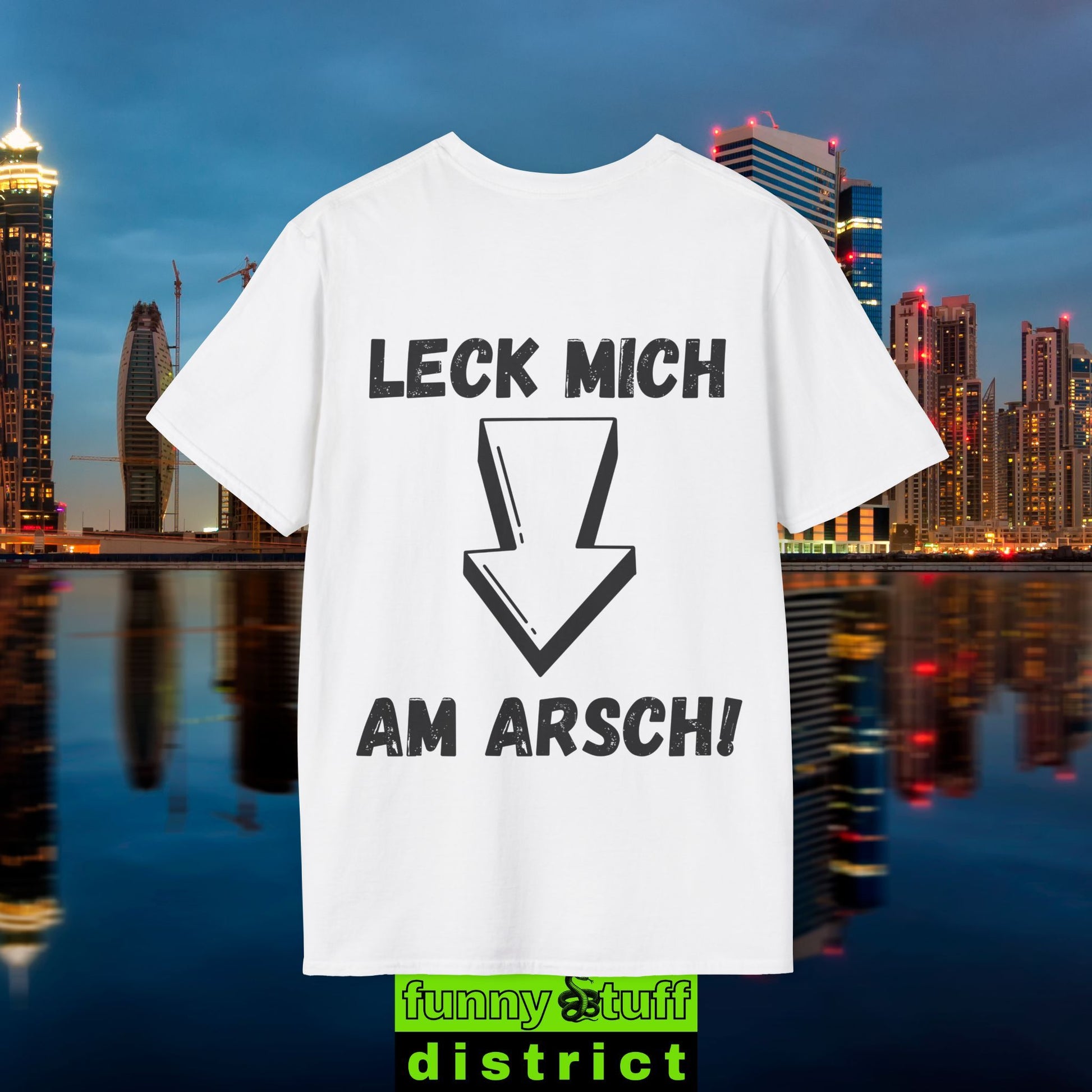 Softstyle T-Shirt Leck mich am A in weiß von vorne