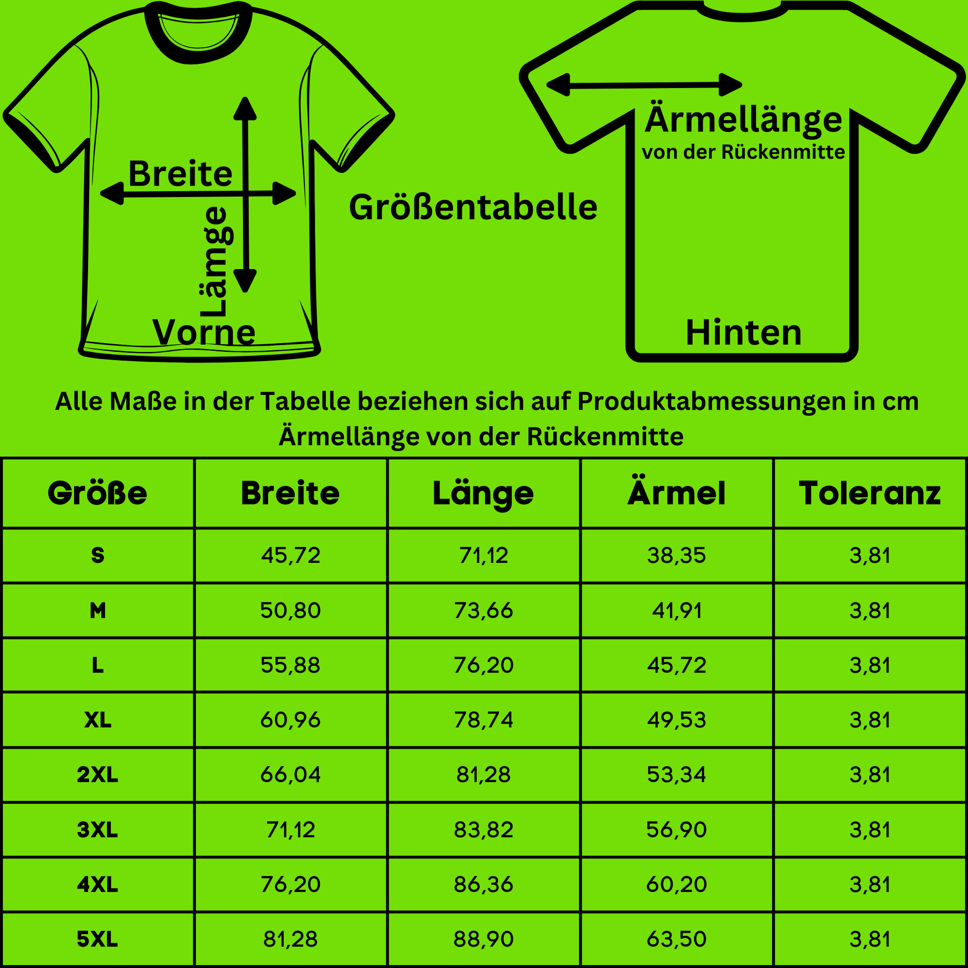 T-Shirt Baumwolle Größentabelle Motiv Freitag wird…