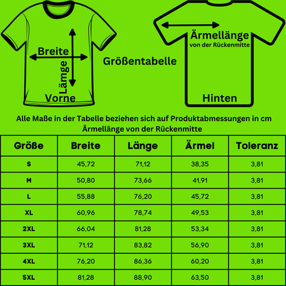 T-Shirt Baumwolle Größentabelle Motiv Freitag wird…