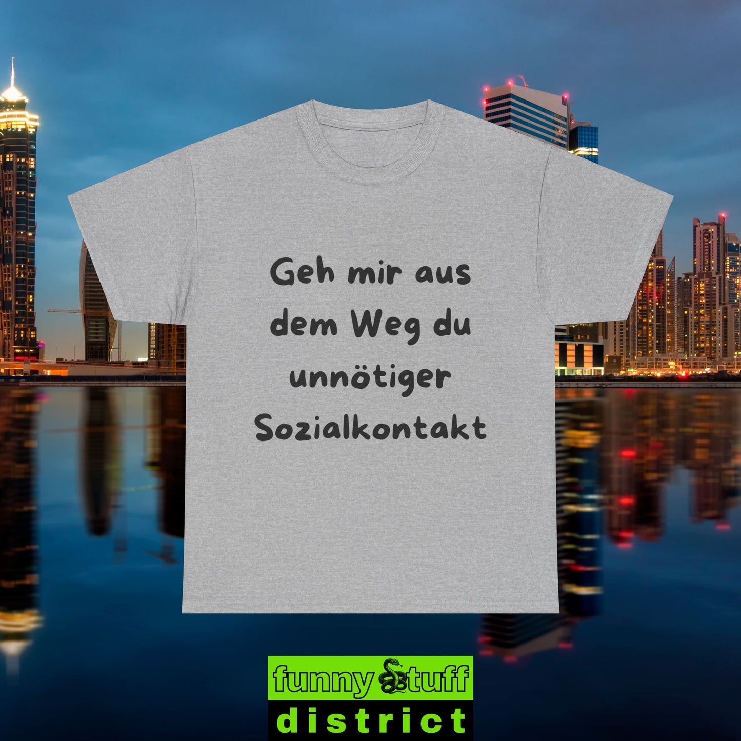 T-Shirt Baumwolle Motiv Geh mir aus dem Weg von vorne in sportgrau