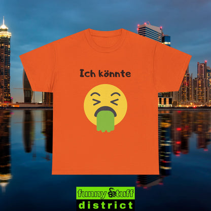 T-Shirt Baumwolle Motiv Ich könnte kotzen von vorne in orange