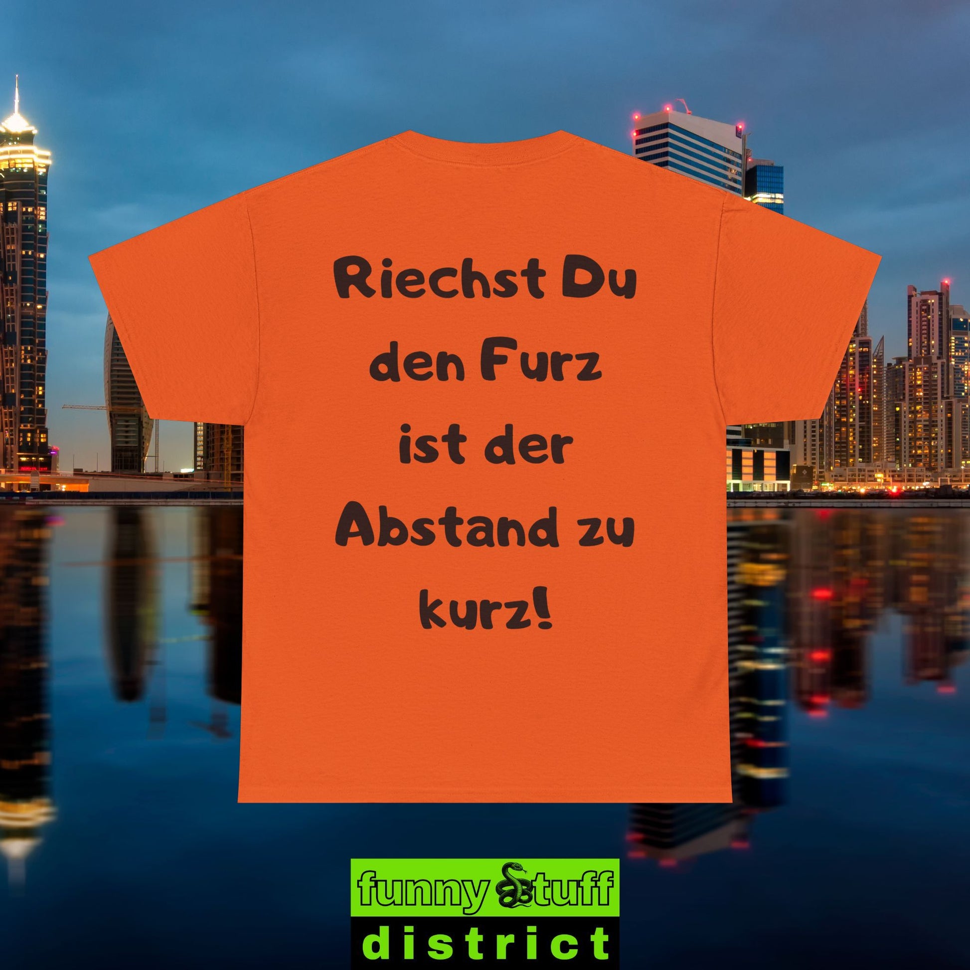 T-Shirt Baumwolle Motiv Riechst Du den Furz in orange